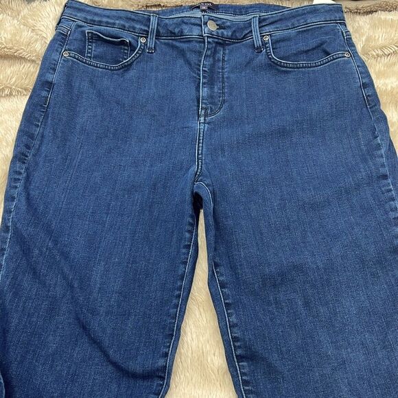 NYDJ Pants - NYDJ dark wash high waist Capri raw hem size 14